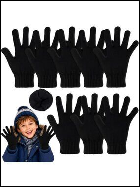 Kids Wool Liner Gloves 4 Pairs Winter Cold Weather Youth Warm